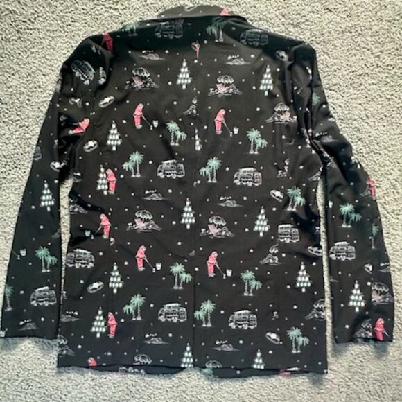 Travis Mathew Christmas blazer in Golfing Santa Design - Size Large - Black NWOT - Picture 6 of 7